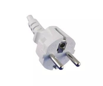 Power cord Europe CEE 7/7 to C5, 0.75mm², CEE 7/7/IEC 60320 to C5, VDE, white, length 1.80m, DINIC Box